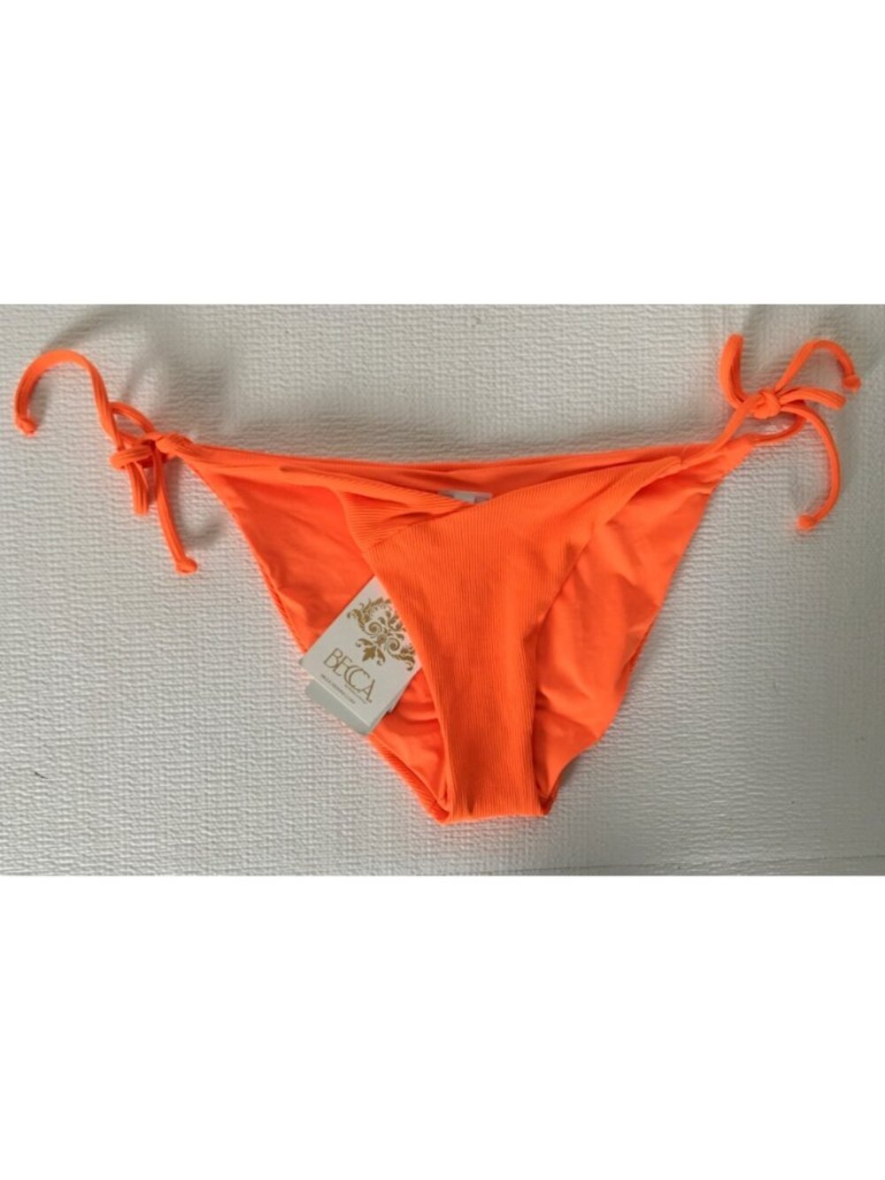 Becca Swimsuit String Bikini Bottoms Size M Orange Lined New with Tags